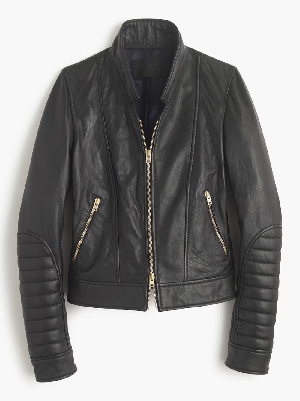 J.Crew Black Stand Collar Leather Jacket